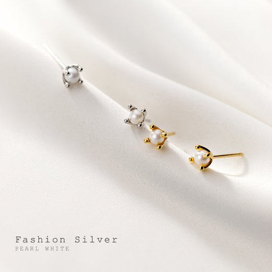Women's Sterling Sier Fresh Simple Mini Bead Earrings
