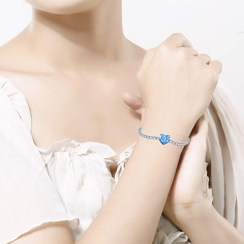 Fashion Colorful Gemstone Heart-shaped Luxury Inlaid Bracelets