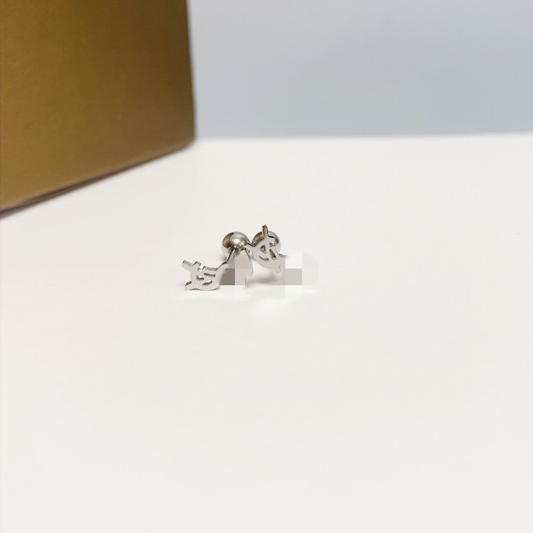Women's Simple Small Golden Ear Bone Titanium Rings