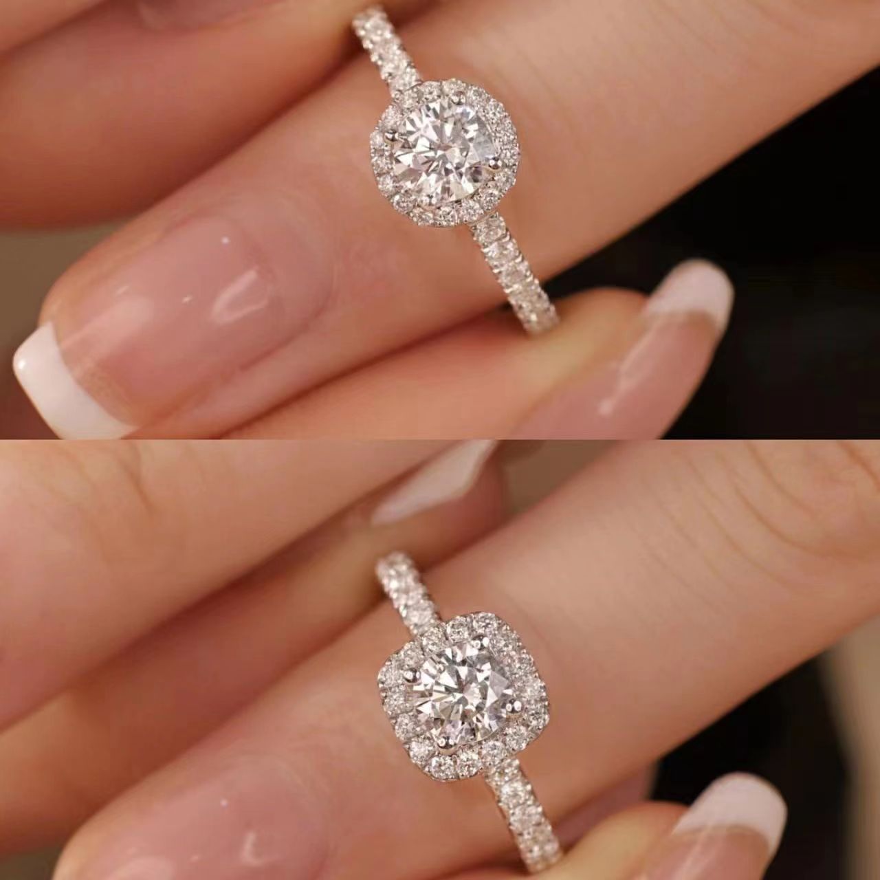 Bag Square Karat Female Simple Graceful Love Proposal Rings