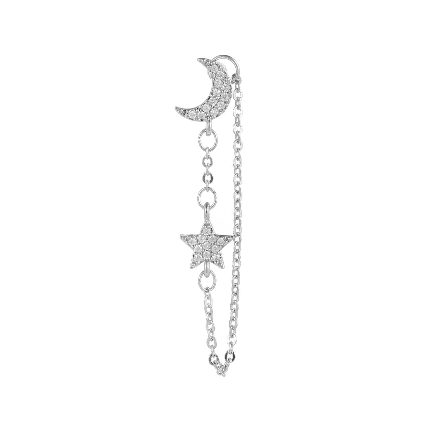 Reel Chain Real Gold Ear Screw Twist Ball Earrings