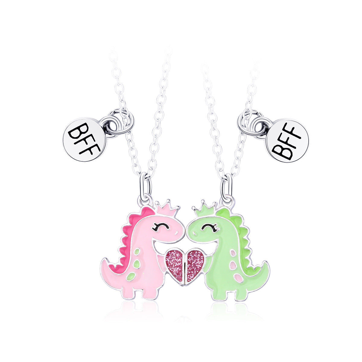 Crown Small Dinosaur Alloy Magnet Love Unisex Necklaces