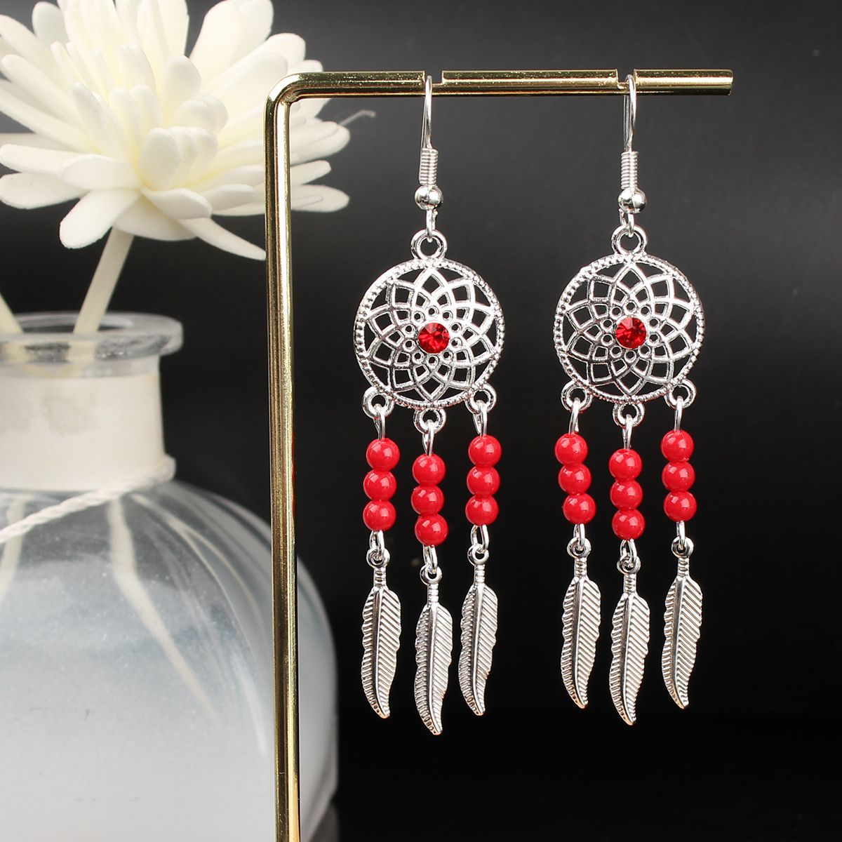 Ethnic Style Miao Sier Turquoise Tassel Earrings