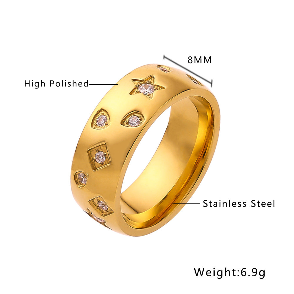 Steel High-grade Light Luxury Diamond French Rings