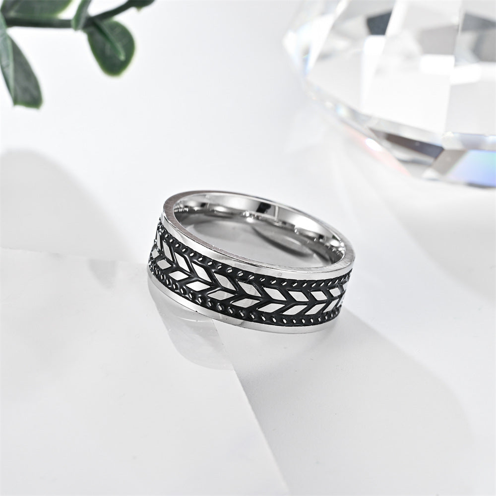 Men's Smear Retro Wheat Titanium Steel Ornament Rings