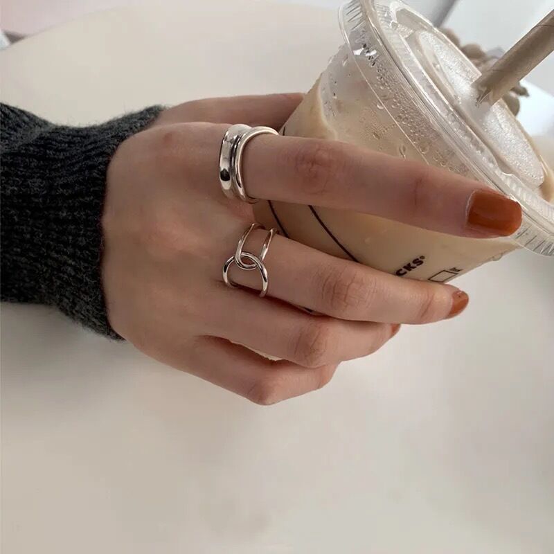 Women's Style Retro Two-piece Cold High-grade Open Rings