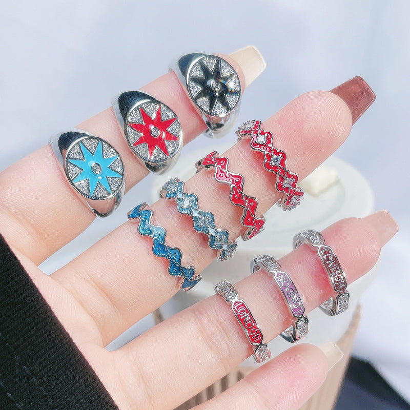 Glazed Open Female Letter Niche Bag Rings