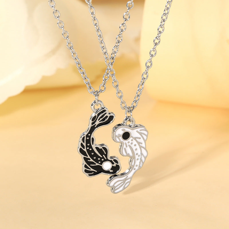 Eight Diagrams Fish Black White Splice Necklaces