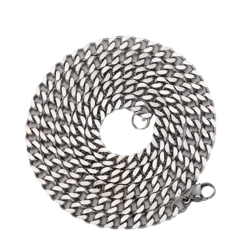 Men's Hop Six-sided Grinding Stainless Steel Cuban Link Necklaces