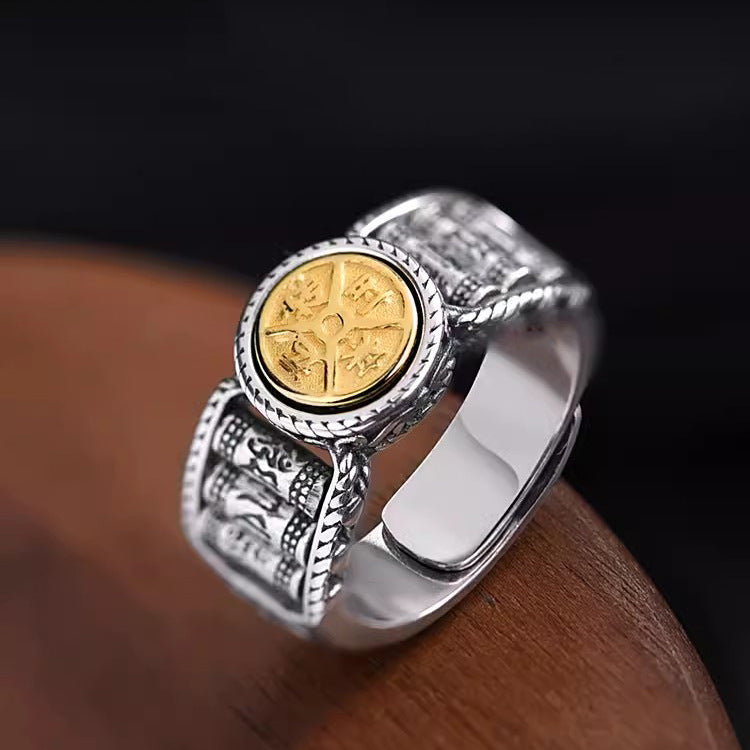 Retro Distressed Good Luck Comes Moving Rings