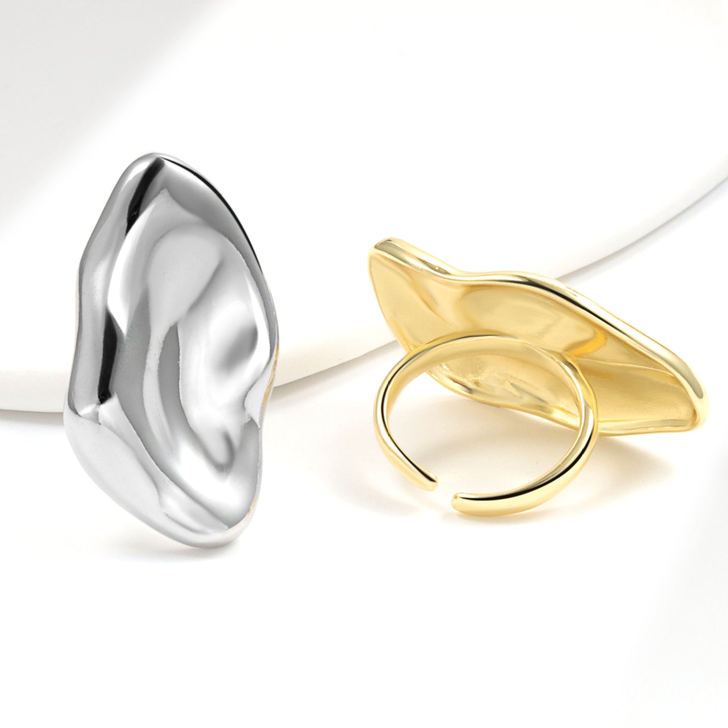 French Retro Exaggerated Irregular Metal Glossy Rings