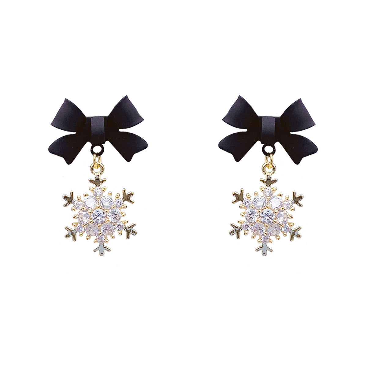 Women's Black Snowflake Bowknot For Light Luxury Earrings
