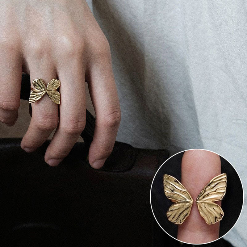 Butterfly Female Twin Elegant Personality Sier Rings