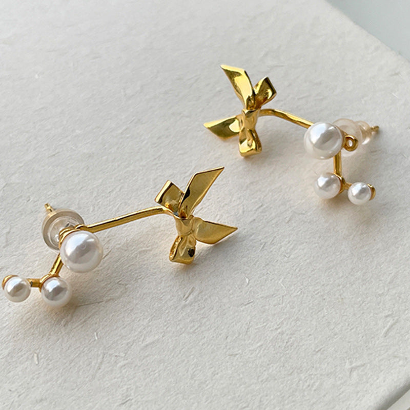 Bow French Style High Sense Niche Earrings