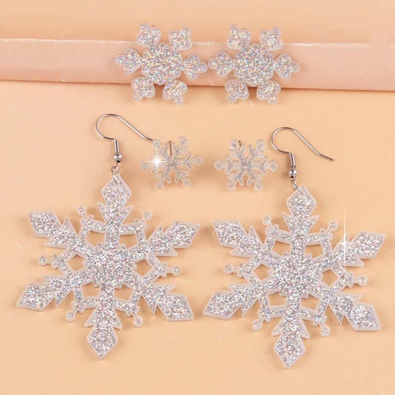 Women's Luxury Sier Size Thin Glittering Snowflake Acrylic Rings
