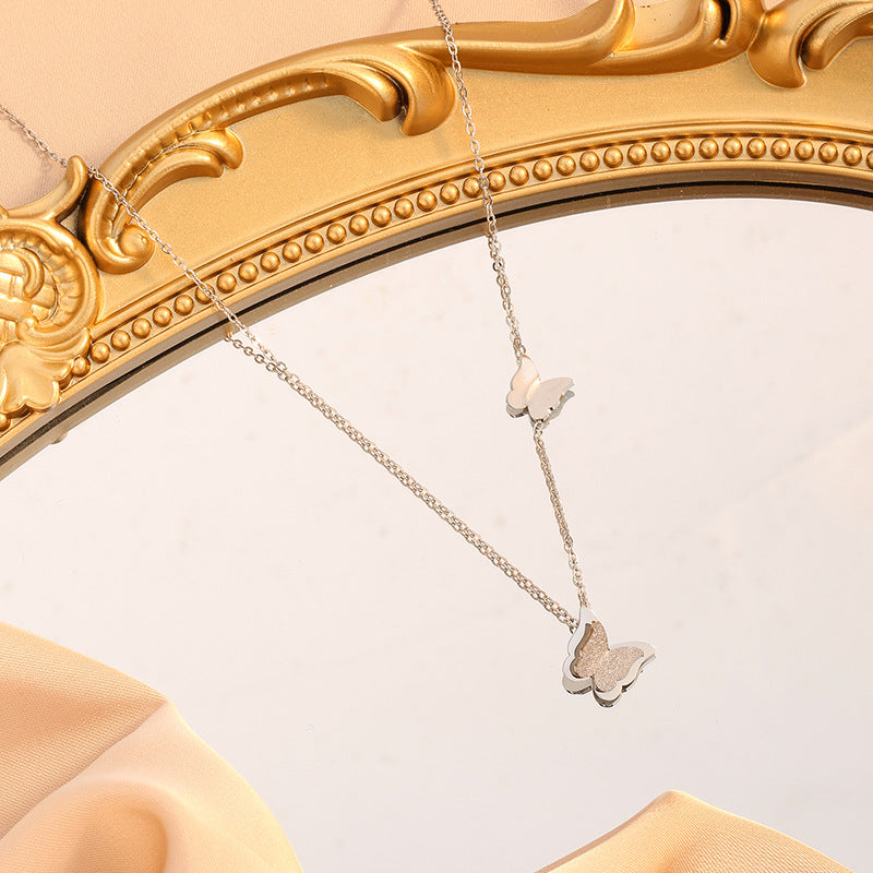 Chain Temperament Wild Three-dimensional Rose Gold Titanium Steel No Necklaces