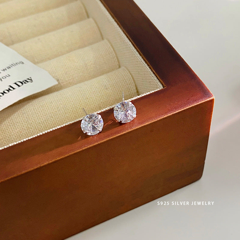 Sier Zircon Rhinestone Series Korean Simple Earrings