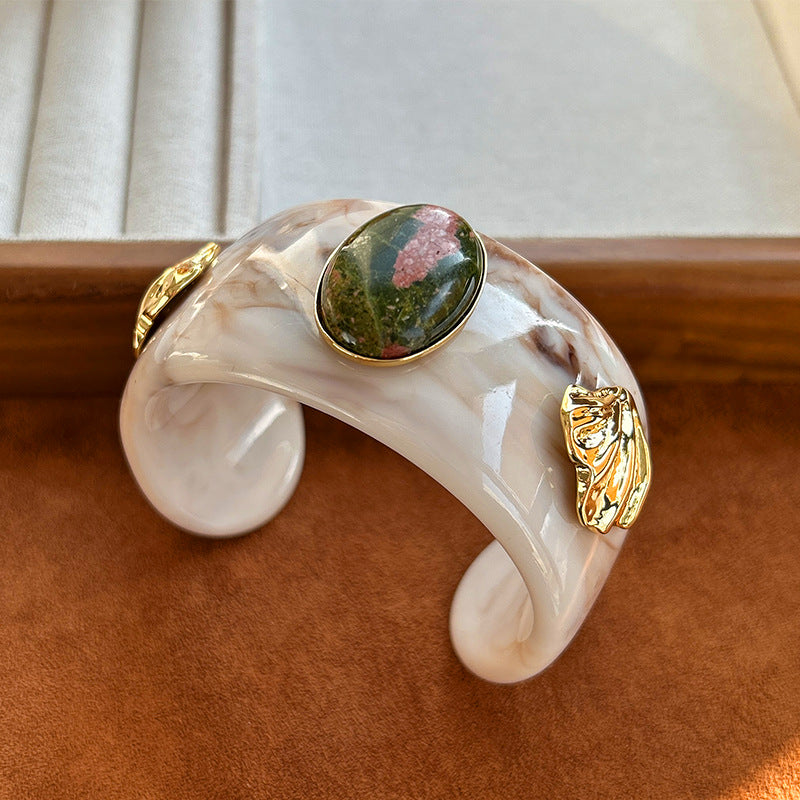 Shell Unakite Resin Female Vacation Style Amber Natural Stone Fashion Bracelet