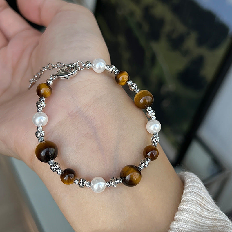 Style Tigereye Pearl Female Niche Design Bracelets