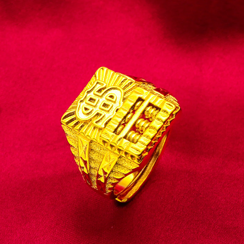 Men's Vietnam Placer Gold Domineering Open Abacus Fashion Rings