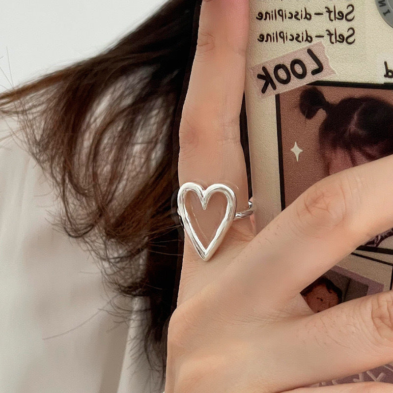 Korean Style Argent Pur Love Coin Rings