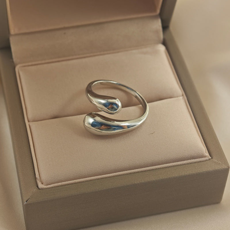 Exquisite Round Water Drop Open Personalized Minority Rings