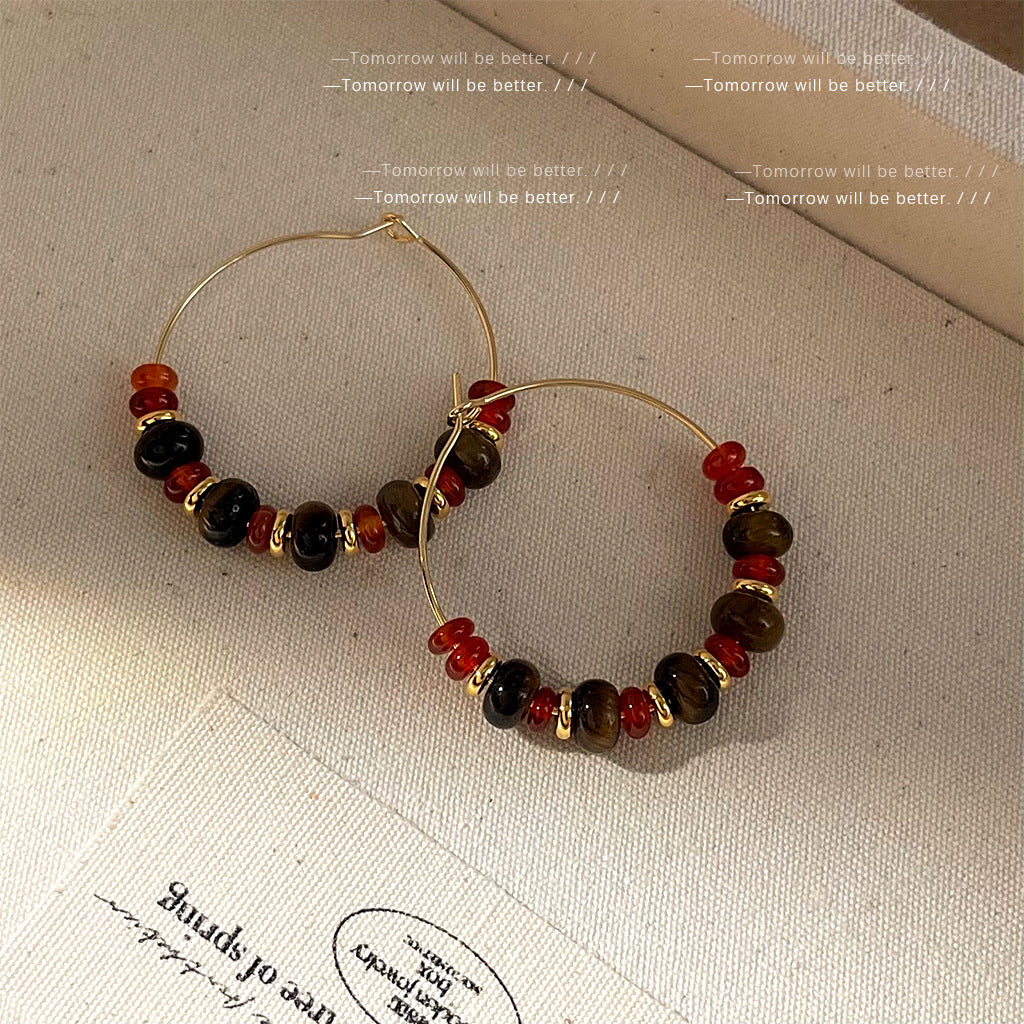 Women's Tigereye Niche Handmade French Entry Lux Earrings