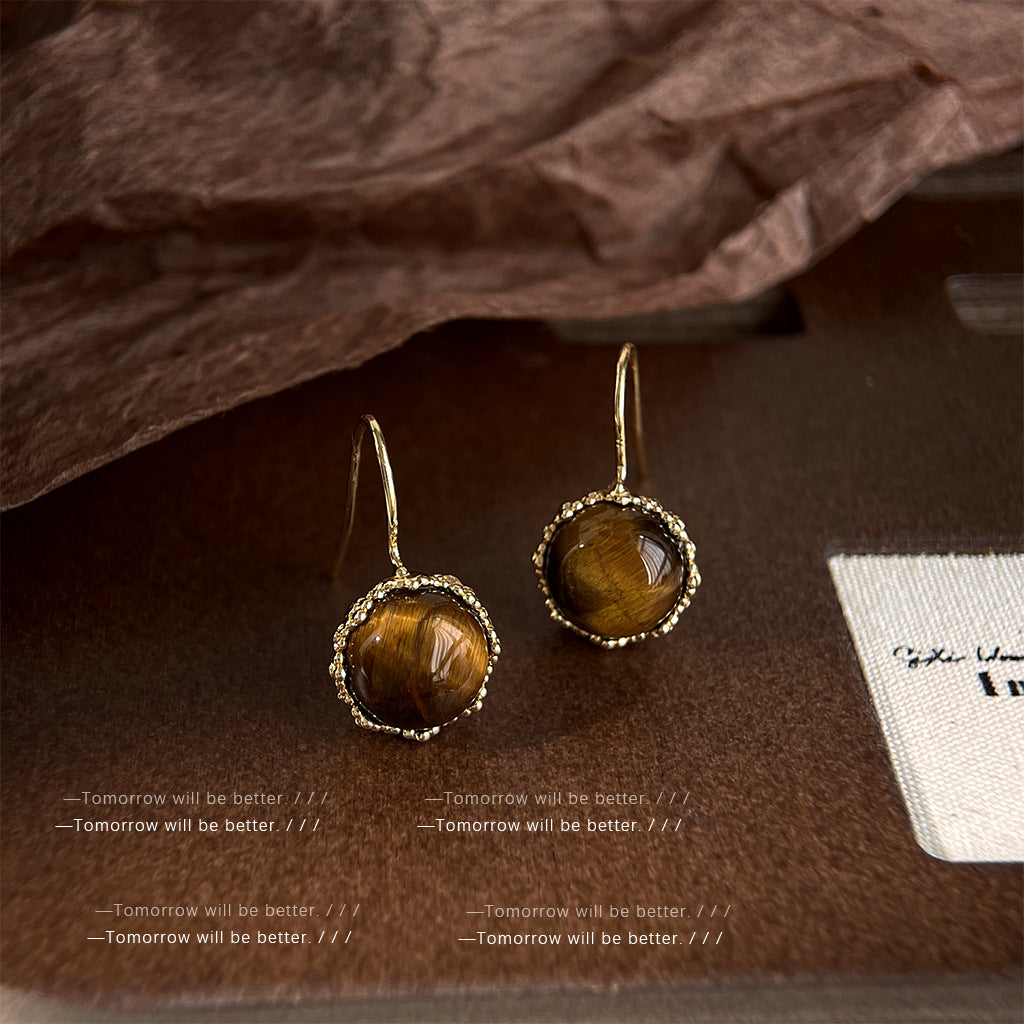 Women's Tigereye Niche Handmade French Entry Lux Earrings