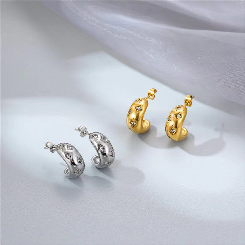 Women's Stainless Steel Rhinestone Advanced Affordable Luxury Earrings