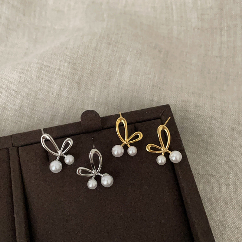 Tie Pearl Female Niche Unique Personality Earrings