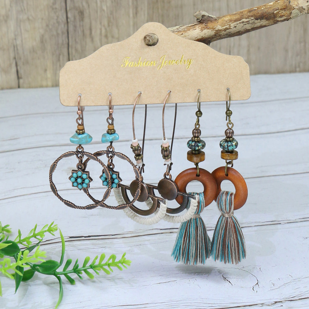Women's Bead Elegant Bohemian Vintage Alloy Long Earrings