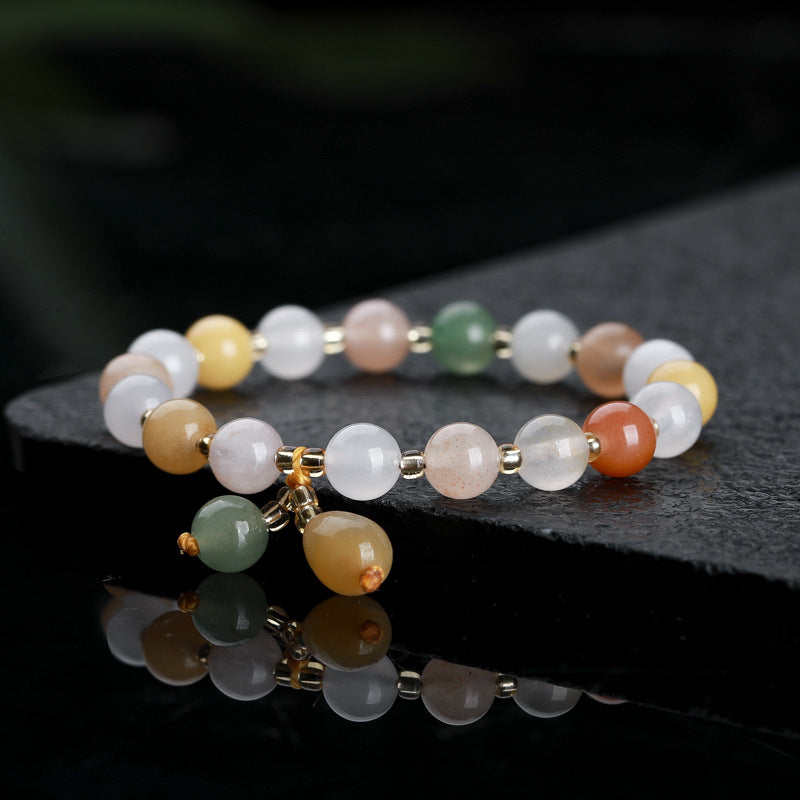 Women's Natural Jade Safety Buckle Colored Beaded Bracelets