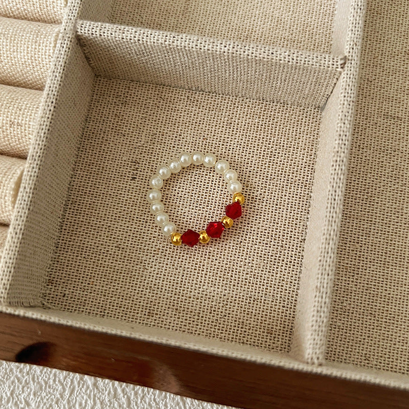 Beads Niche Design Advanced Finger Light Luxury Rings