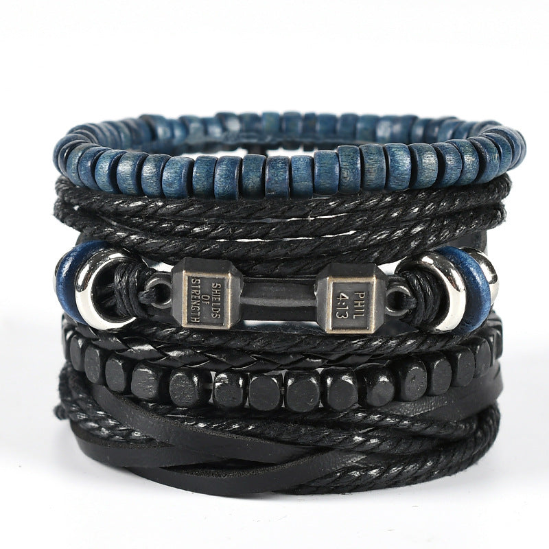 Men's Handmade Ornament Alloy Wings Unisex Black Bracelets