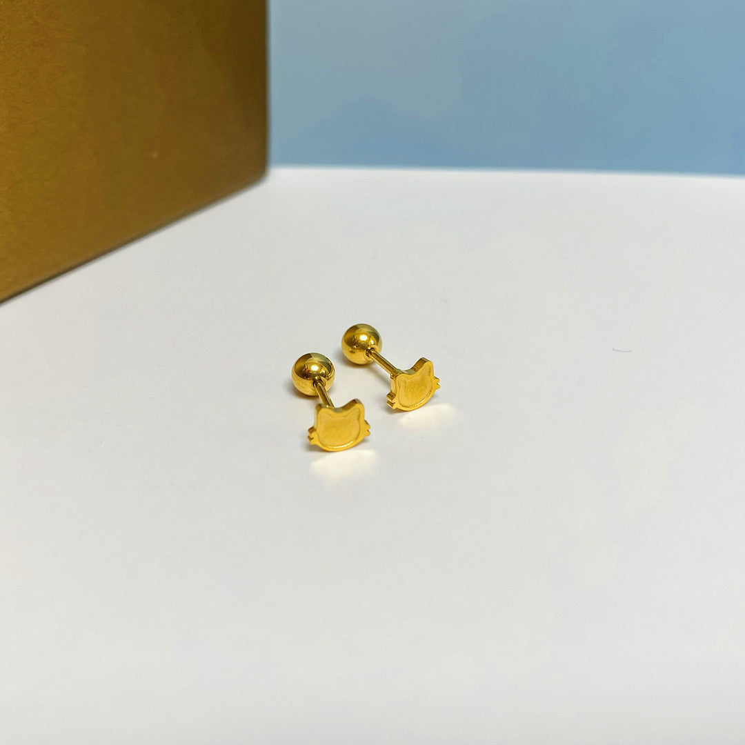 Women's Simple Small Golden Ear Bone Titanium Rings