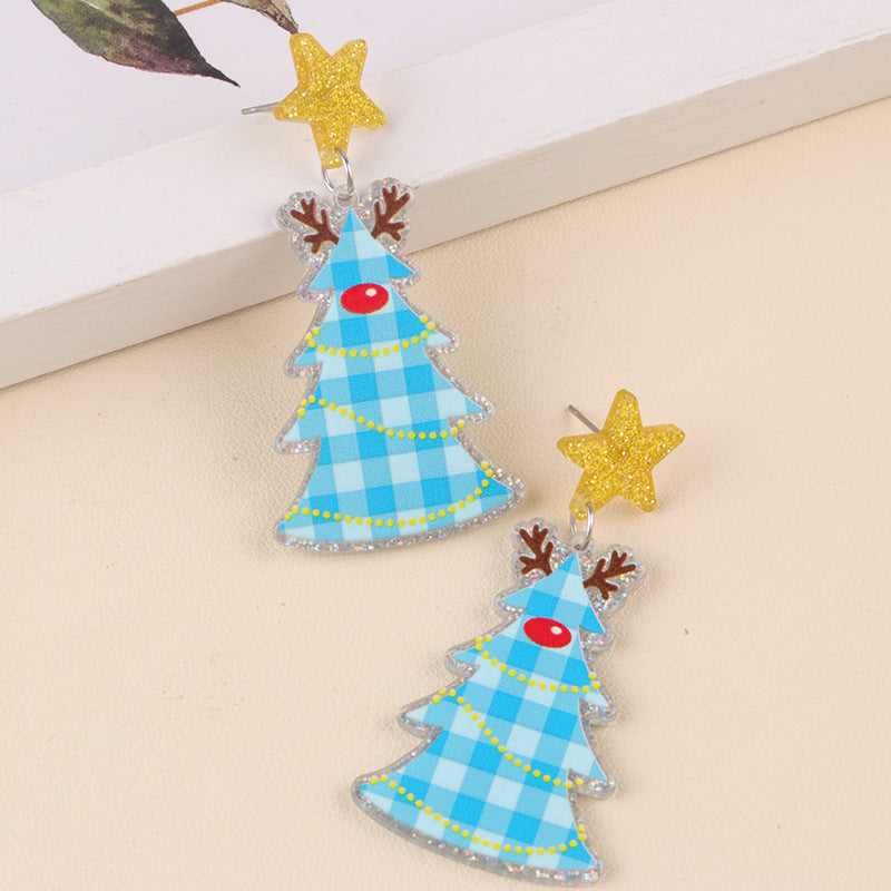 Women's Personality Five-pointed Star Leopard Print Antlers Earrings