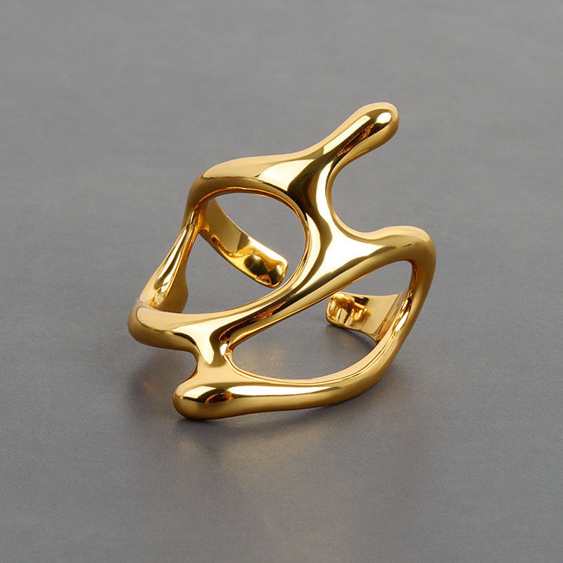 Fashion Irregular Geometric Metal Texture Female Personalized Street Rings