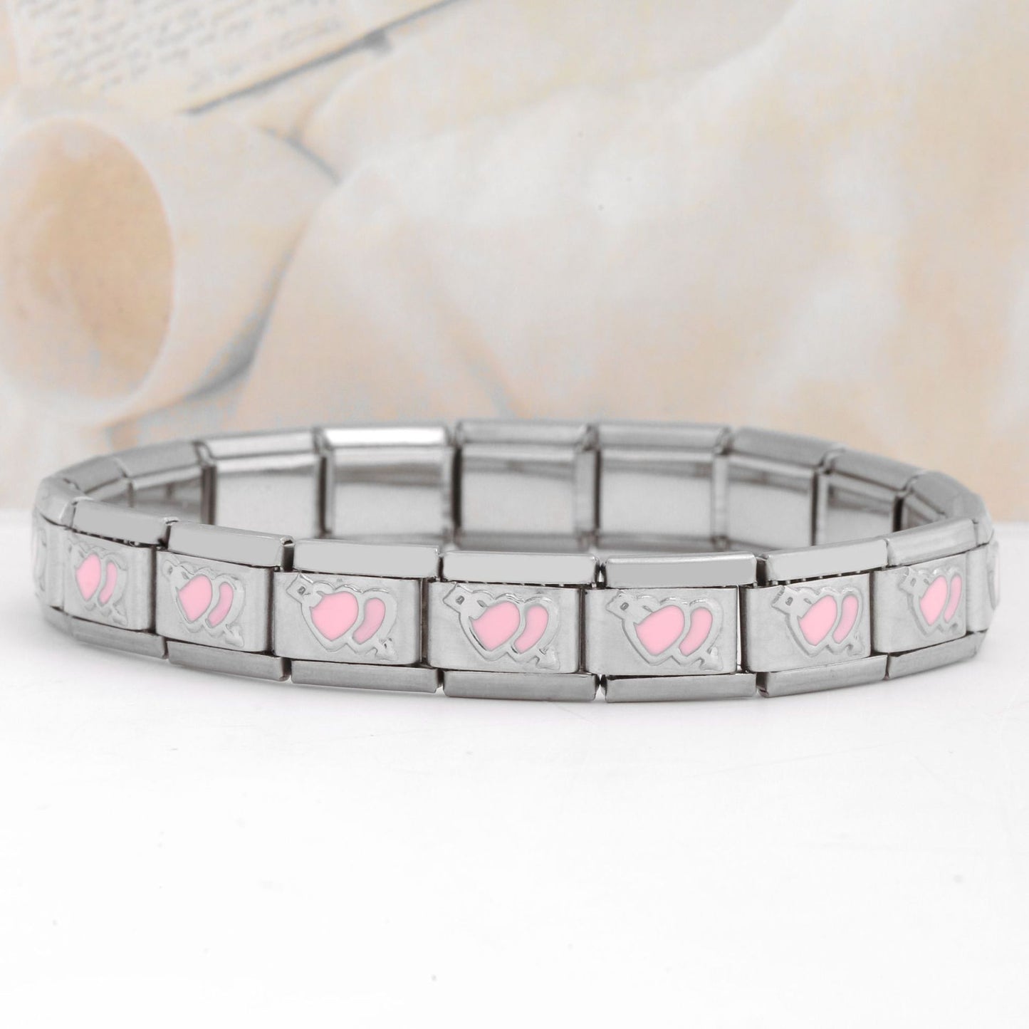 Heart Double Peach Gem Series Stainless Bracelets