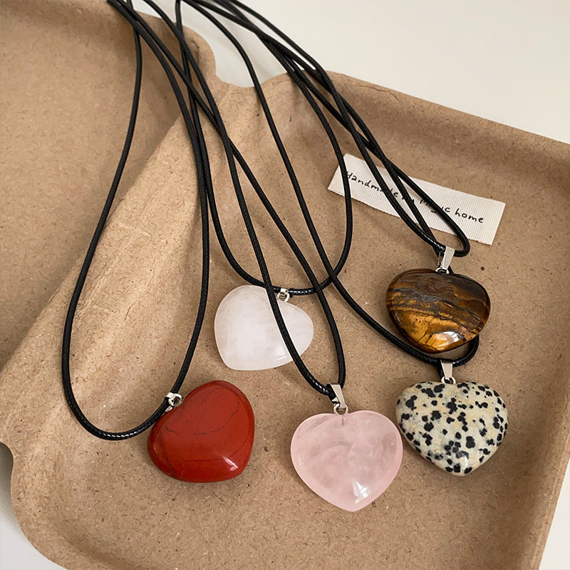 Women's Stone Love Black Rope Simple Minority Necklaces