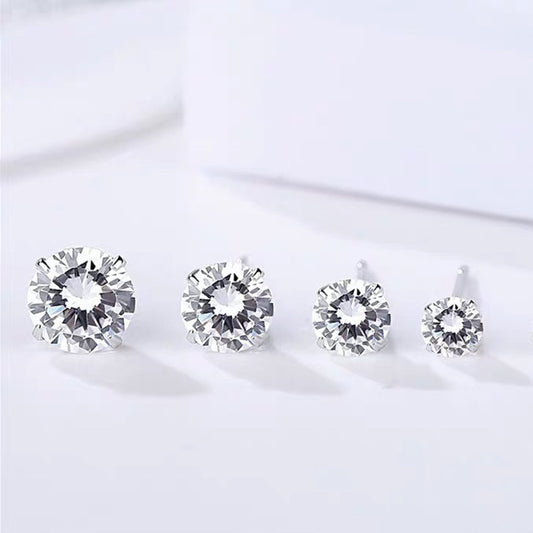 Women's Sterling Sier Zircon Simple Temperamental Mini Earrings