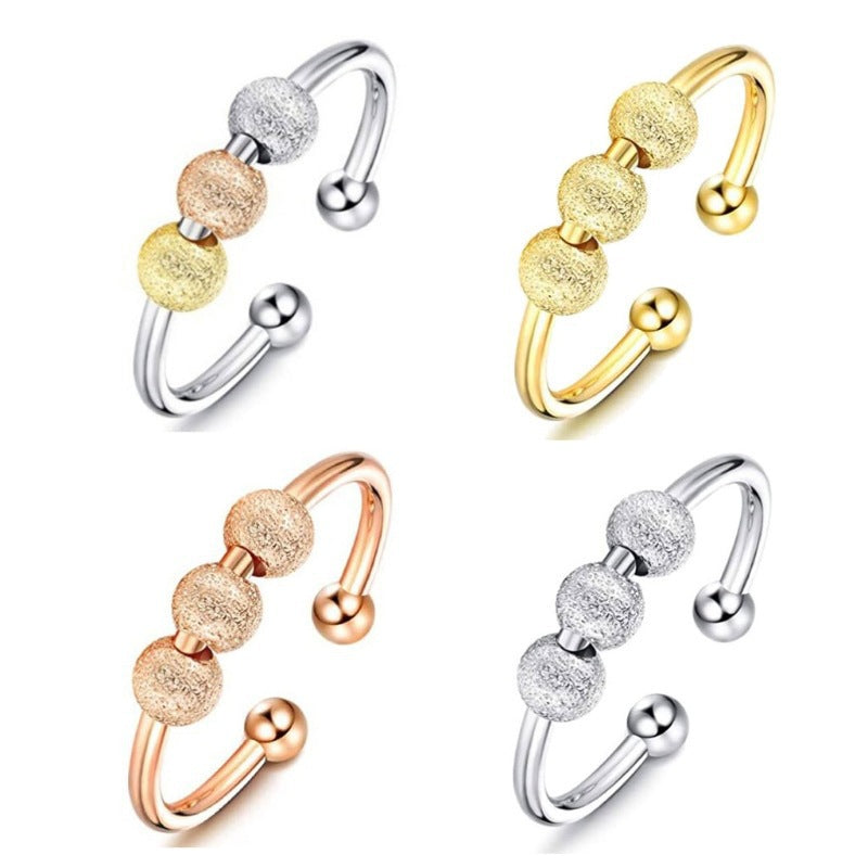 Shining Sand Beads Anxiety Personality Fashion Ornament Rotating Simple Rings