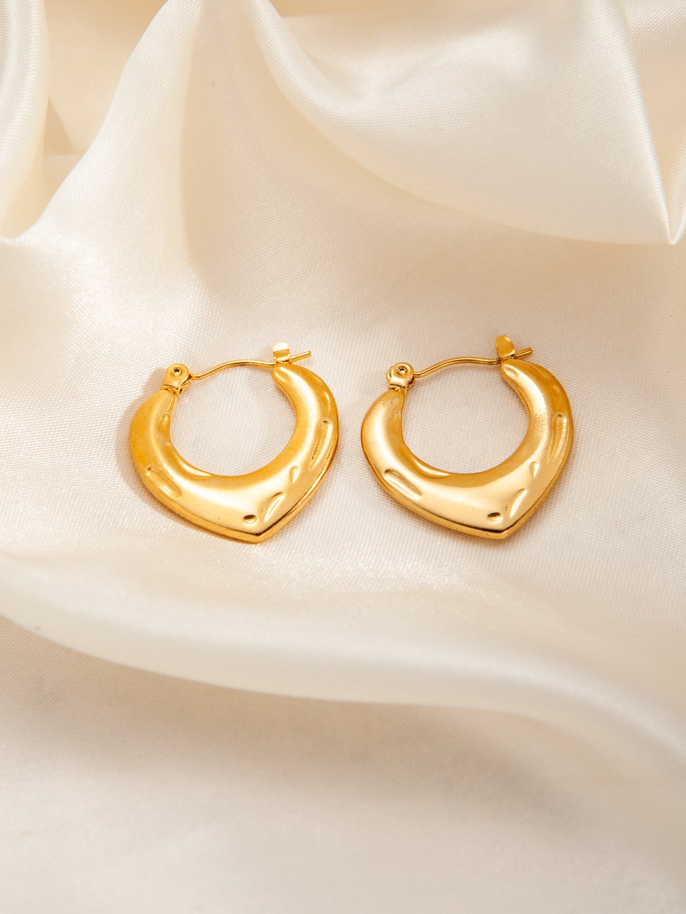 Stainless Steel Ginkgo Leaf Petals Golden Earrings