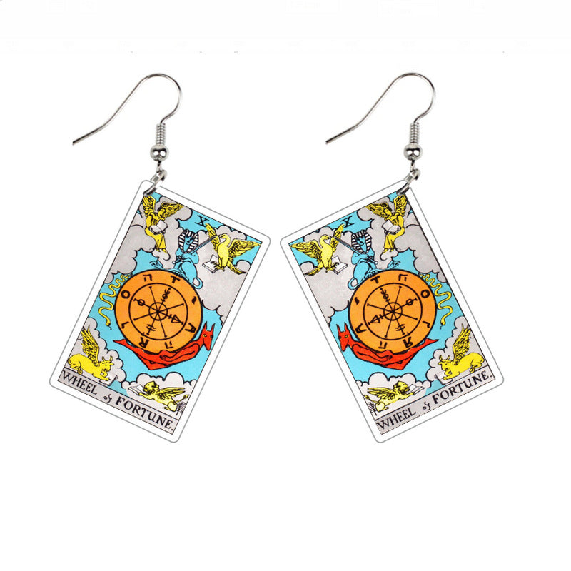 Acrylic Printing Double-sided Vintage Tarot Designer Earrings
