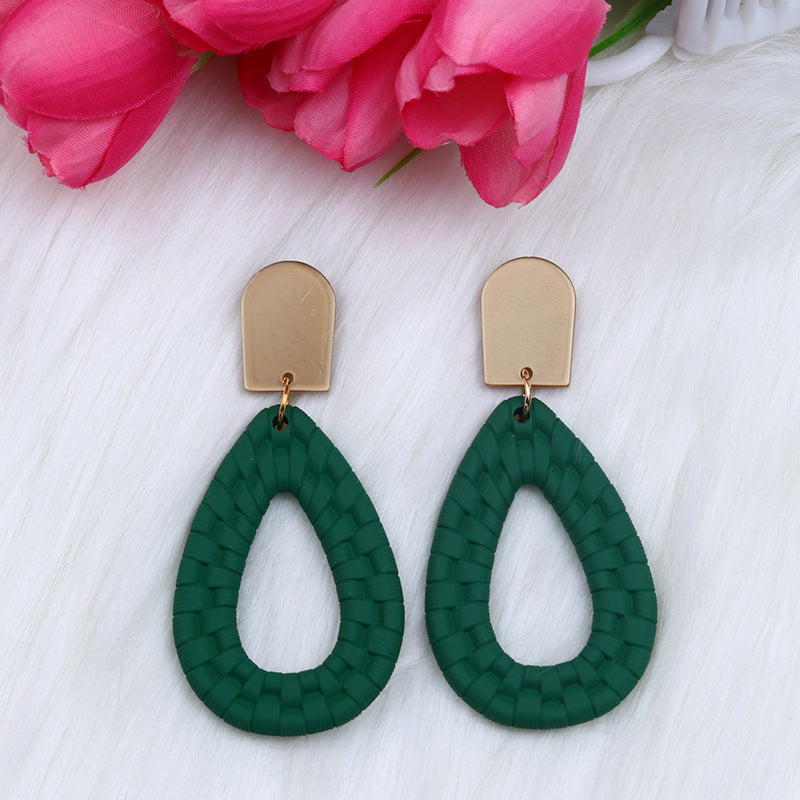 Women's Woven Pattern Drop-shaped Hollow Ear Acrylic Earrings
