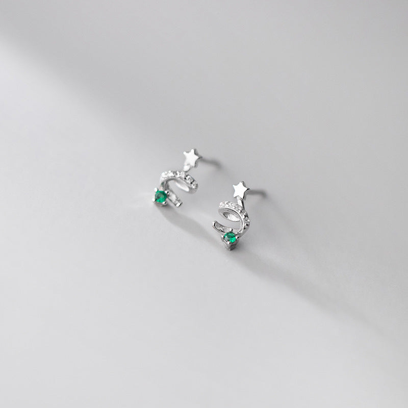 Lodge Sterling Sier Christmas Tree Grandmother Green Earrings