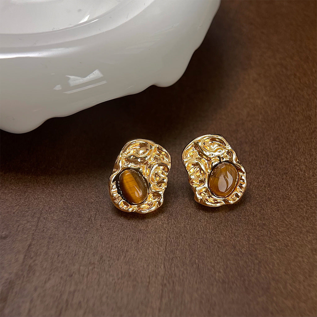 Women's Tigereye Niche Handmade French Entry Lux Earrings