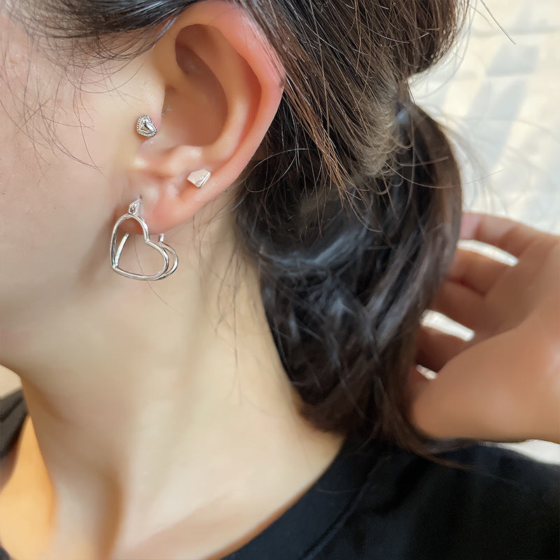 Heart-shaped Ear Tide Sweet Korean Style Earrings