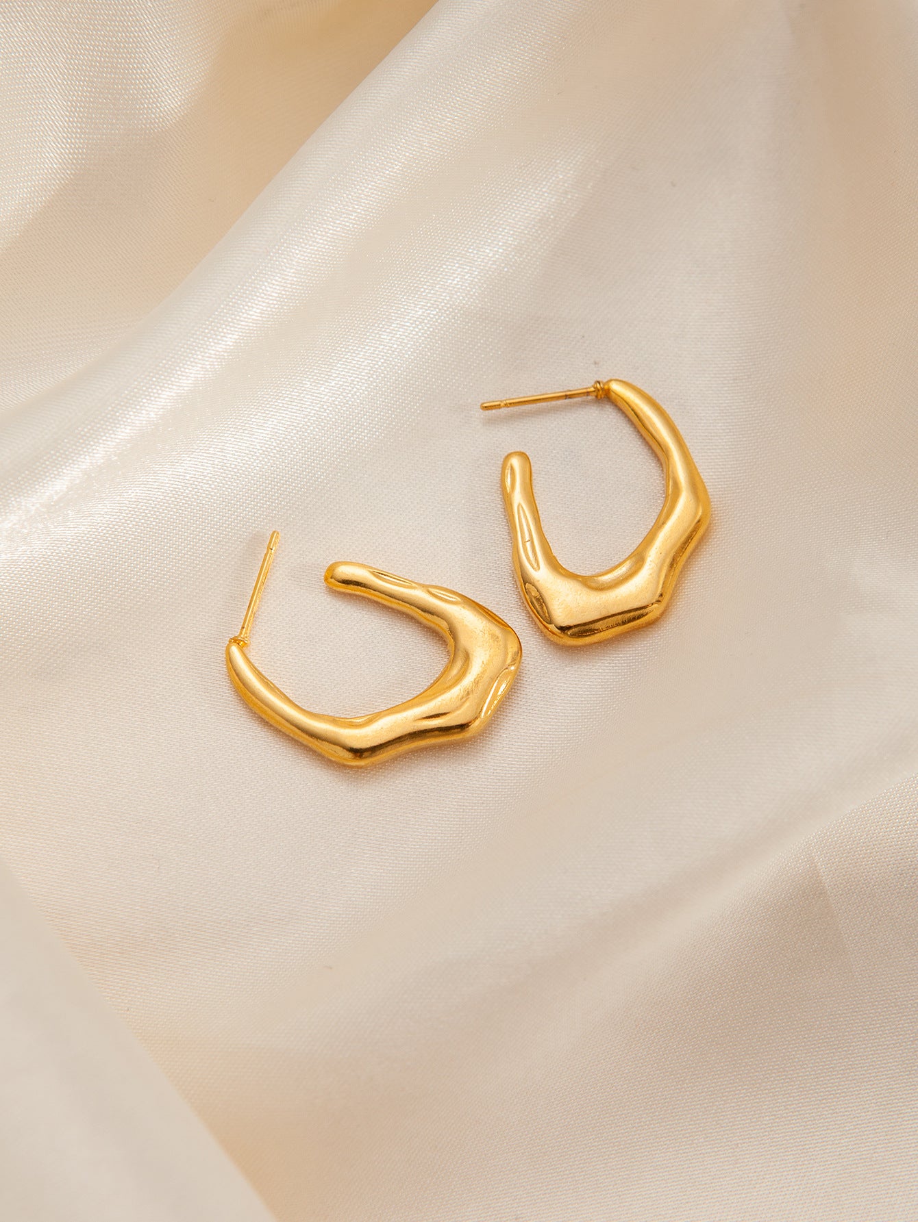 Stainless Steel Ginkgo Leaf Petals Golden Earrings