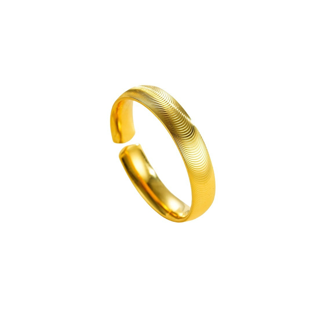 Simple Female Solid Light Luxury Minority Open Brushed Rings