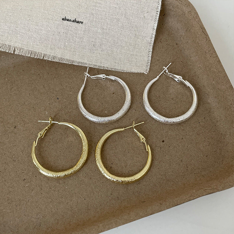 Women's Niche High-grade Frosted Round Light Luxury Earrings